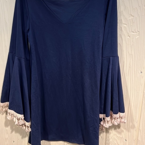 Vintage JUDITH MARCH SHIFT DRESS WITH TASSELS ON CUFFS .made In USA Size M - Picture 5 of 8